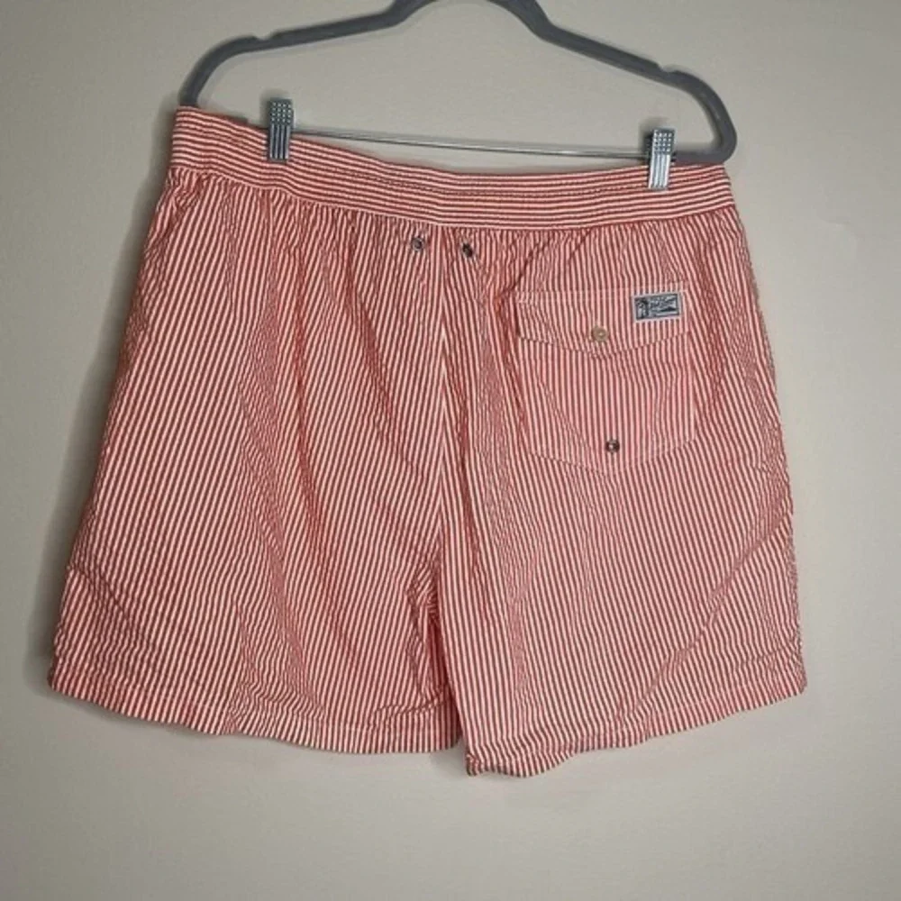 VTG Polo Ralph Lauren‎ Swimwear White/Pink Striped Swimming Shorts Men 2XL China